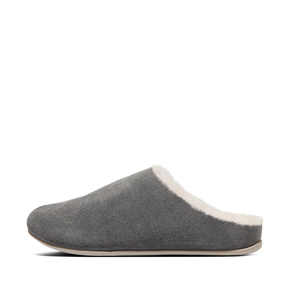 Fitflop Womens Slippers - Chrissie Shearling - Grey - 605-UVGDYF